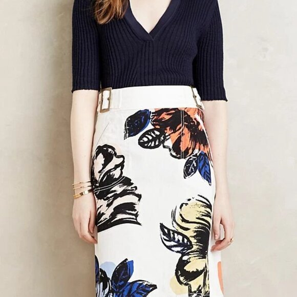 Anthropologie Maeve floral skirt cotton 2 XS - Picture 3 of 16